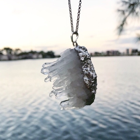 Silverskylight Jewelry - Genuine big crystal quartz boho silver necklace